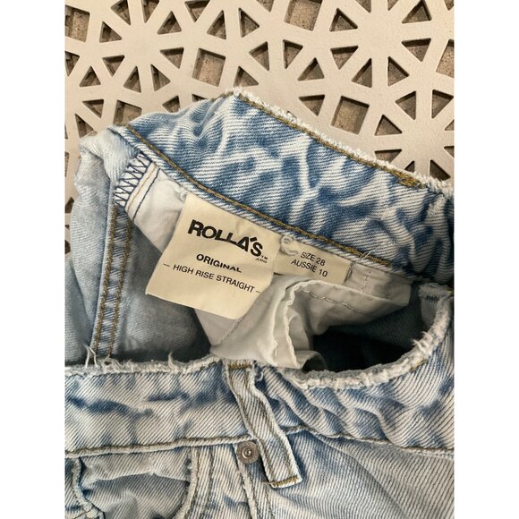 Rolla's Original Straight High Rise Jeans in Sunbleach Worn 28 Womens Denim Pant - Picture 7 of 15
